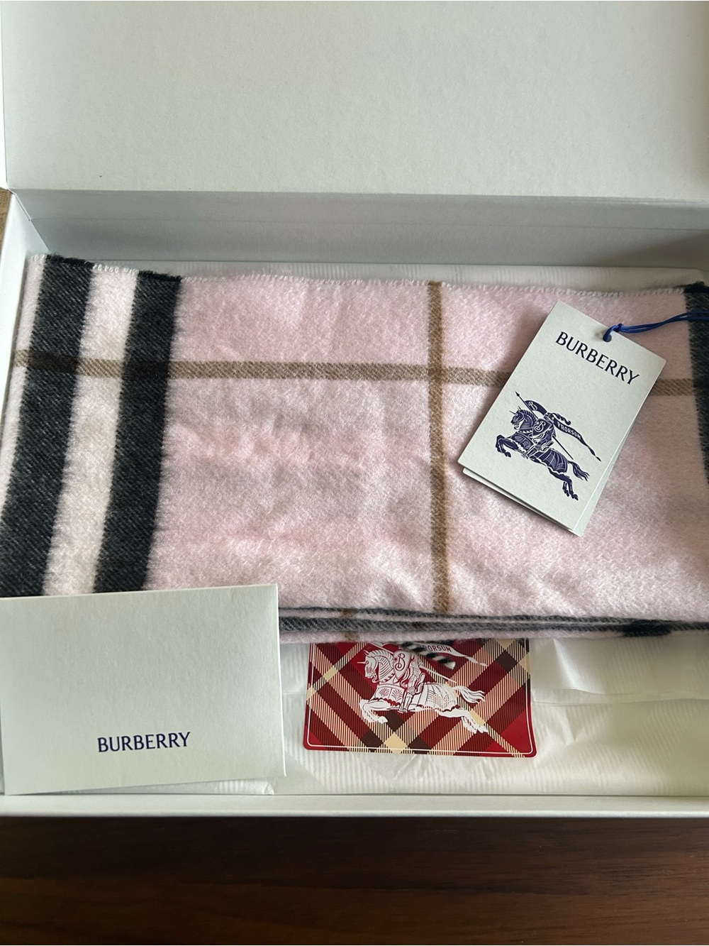 Burberry Pastel Pink Check Cashmere Scarf